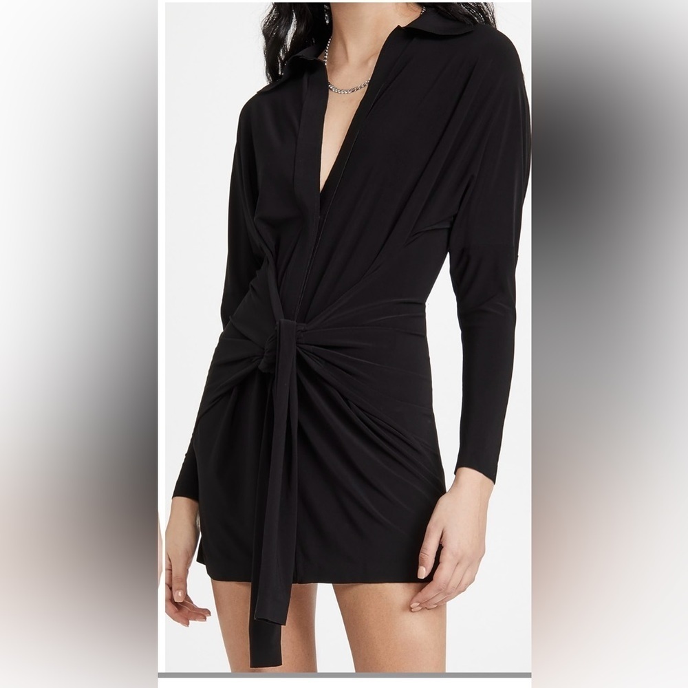 Norma Kamala Mini Tie Front Dress. Black. Size Small